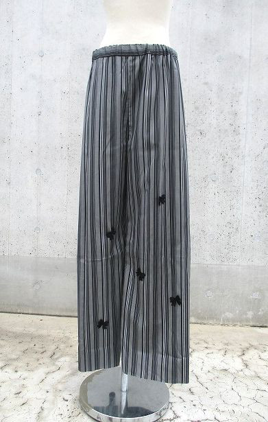 【SALE】受注制作　Ｃreema限定　シルク絹１００％　ストライプ　フレアーパンツ　送料無料　ウエスト　丈オーダー可
