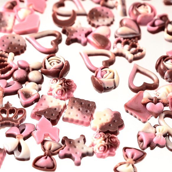 デコパーツ ハート チョコ ピンク 10mm 400個 混形 ネイルパーツ