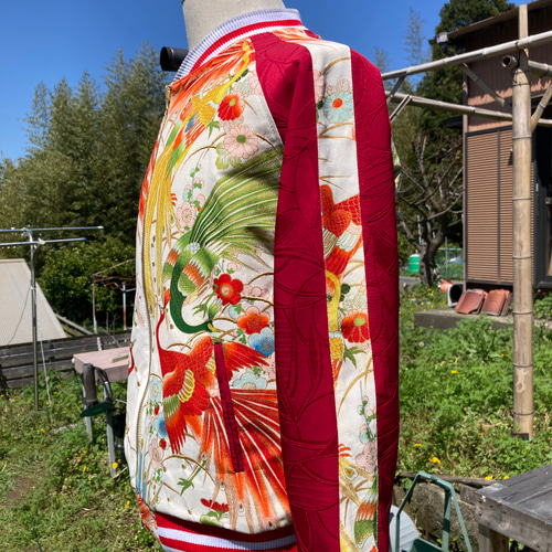 着物リメイクスカジャン リバーシブル 振袖リメイク 和服 着物リメイクスカジャン リバーシブル 振袖リメイク 和服