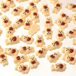 デコパーツ うさぎ リボン アイボリー 10mm 動物 200個 3D ネイル