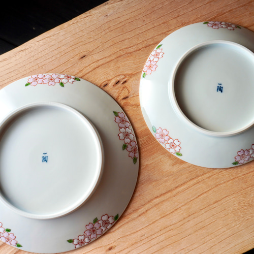 色絵磁器桜文五寸組皿(5枚 未使用 新品同様) ☆現在特価 絵手紙シリーズ 桜 SR型60皿 | FUTADA