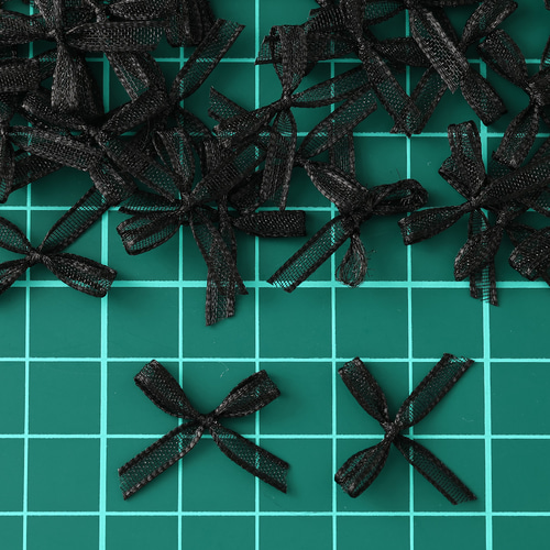 デコパーツ リボン 黒 小さめ 20mm 100個 3D ネイルパーツ ミニ