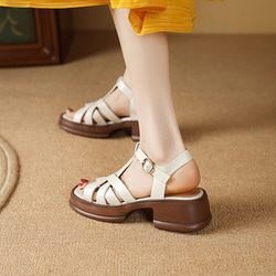 レディース本革レザー靴通勤散歩厚底シューズ サンダル パンプスハイヒール 21.5cm～25cm 5枚目の画像