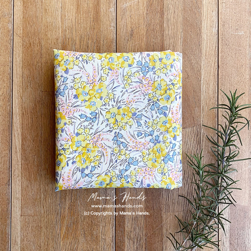 ☆1点限定☆ リバティ 黄色 パステル 花柄 ハンカチ (中) ハンカチ  