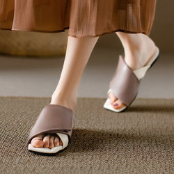 夏レディース本革レザー靴散歩旅行シューズ サンダル スリッパ 21.5cm～25cm 3枚目の画像