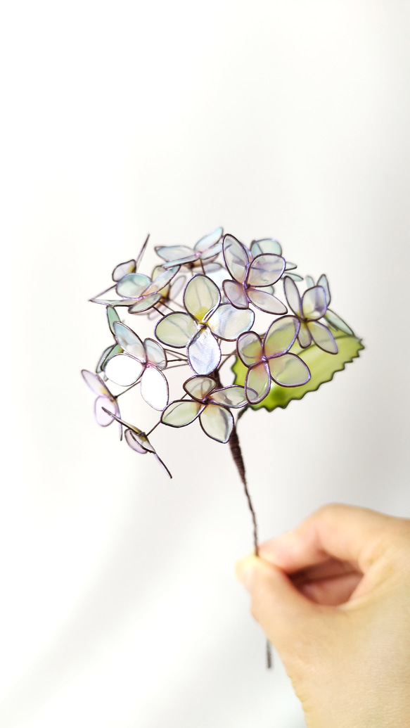 紫陽花】 一輪挿し 季節の花 紫陽花ハンドメイド2024 アート