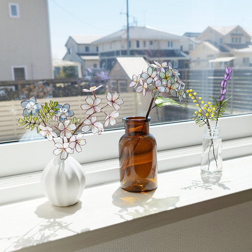 紫陽花】 一輪挿し 季節の花 紫陽花ハンドメイド2024 アートフラワー