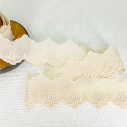 綿レース　ヴィンテージ　アンティーク色（オフホワイト）薔薇　日本製ルシアン　１m単位　Lc46 5枚目の画像