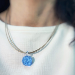 Sea glass pendant　ラウンドタイプ＊ライトブルー 7枚目の画像