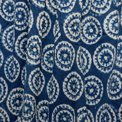 藍染め 草木染め 木版プリント コットンスカート インド綿パッチワークスカート 木版プリント ロングスカート - ラウンドフラワ 5枚目の画像