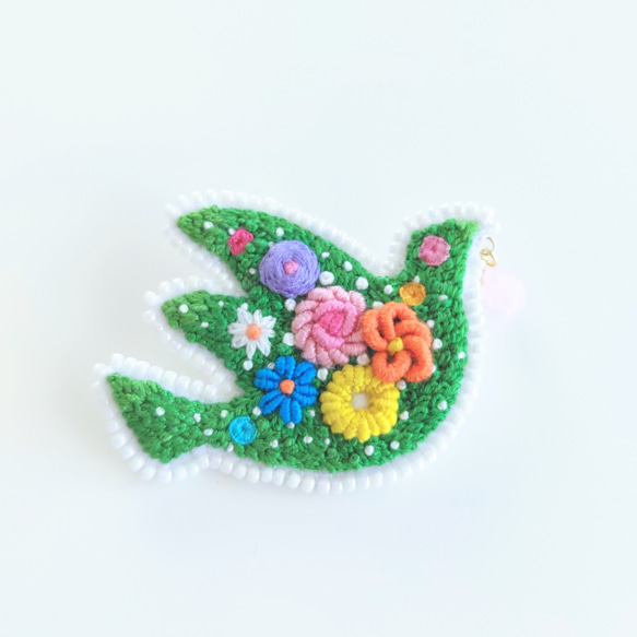 刺繍ブローチ 『flower bird』② 1枚目の画像
