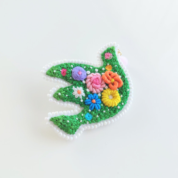刺繍ブローチ 『flower bird』② 3枚目の画像