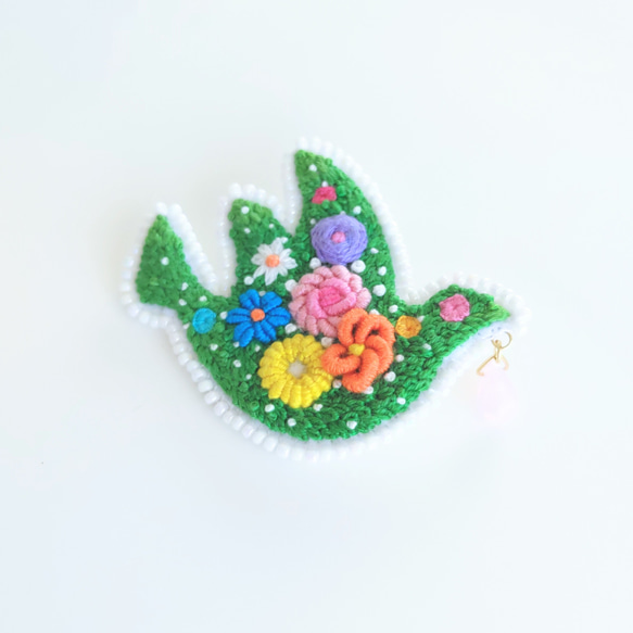 刺繍ブローチ 『flower bird』② 2枚目の画像