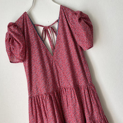 英国輸入リバティプリント Disguise バックリボン3段ティアードマキシ