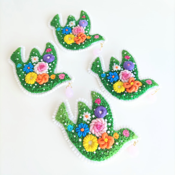 刺繍ブローチ 『flower bird』③ 9枚目の画像