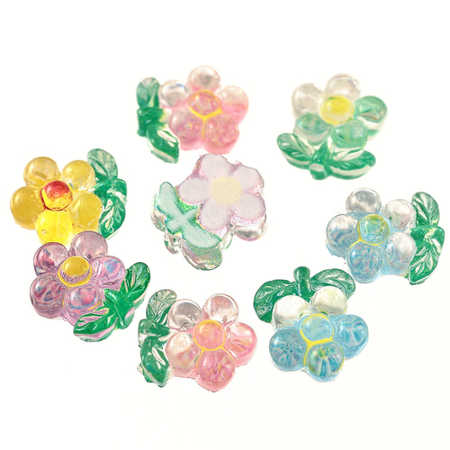 デコパーツ 花 8mm ミックス 250個 3D ネイルパーツ フラワー ミニ