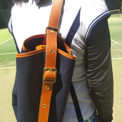 【オーダーメイド】テニスラケットバッグ　　革と帆布のオリジナルラケットケース 7枚目の画像