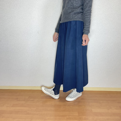冬　暖かい　　紺　コーデュロイ　ギャザースカート　ロングスカート 2枚目の画像