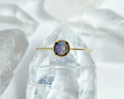 K10 天然ボルダーオパールリング （選べるサイズ）オーストラリア産