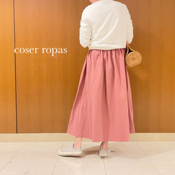 春の新作　北欧　桜色　ピンク　スッキリとしたギャザースカート　サイズオーダー可　ロングスカート 4枚目の画像