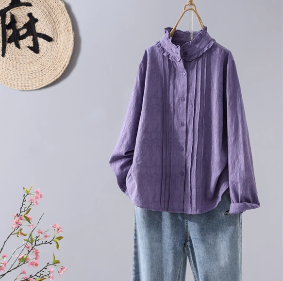 プラダ / コットン 総柄シャツ 38 パープル ブラッシュ柄 ブラウス 紫 プラダ / コットン 総柄シャツ 38 パープル ブラッシュ柄