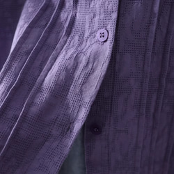 【受注制作】100％綿シャツ. ブラウストップス　オルガンのひだシャツ　ゆったり パープル  ﻿ 13枚目の画像