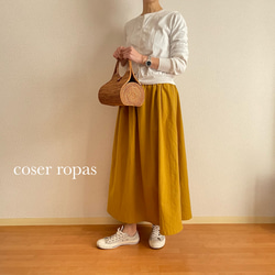 春の新作　スッキリとしたギャザースカート　黄色　ミモザ　サイズオーダー可  ロングスカート 6枚目の画像