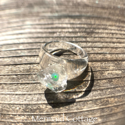 オパールが閉じ込められた鉱石の指輪 エメラルドグリーン　Opal Ring☆ゆったりサイズ 9枚目の画像