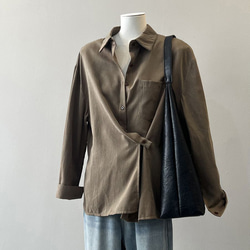 ブラウス レディース 長袖 カジュアル ラウンドカラ― シャツ ファッション ストライプ WFT120 12枚目の画像