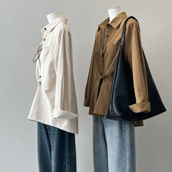 ブラウス レディース 長袖 カジュアル ラウンドカラ― シャツ ファッション ストライプ WFT120 9枚目の画像