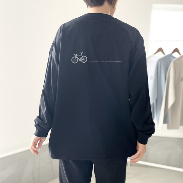 『2024新作』【ユニセックス 】bicycleプリント ビッグシルエット ロングスリーブTシャツ【アシッドブルー】 14枚目の画像