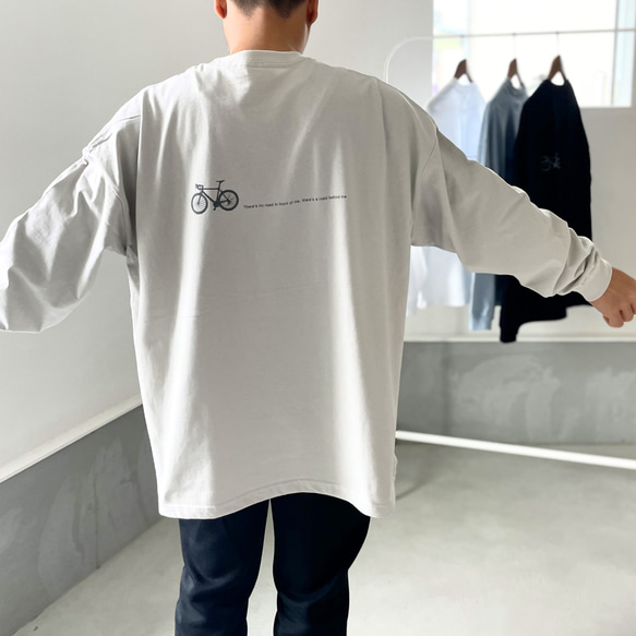 『2024新作』【ユニセックス 】bicycleプリント ビッグシルエット ロングスリーブTシャツ【アシッドブルー】 19枚目の画像