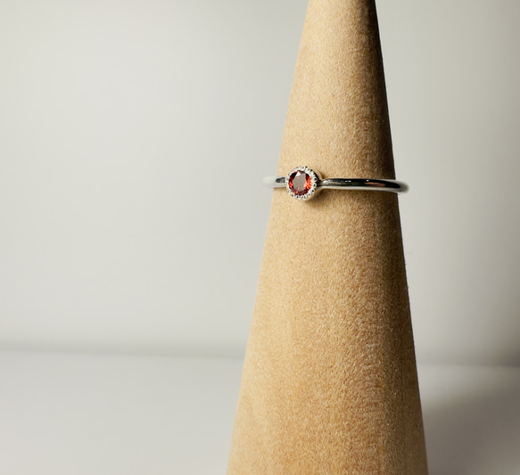 ガーネット　ミル打ちリング　silver925 ミルグレイン 6枚目の画像