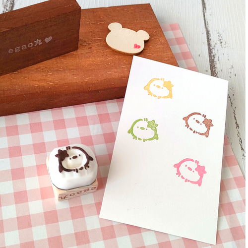 消しゴムはんこNo.449 シマエナガとラッパ 消しゴムはんこNo.449