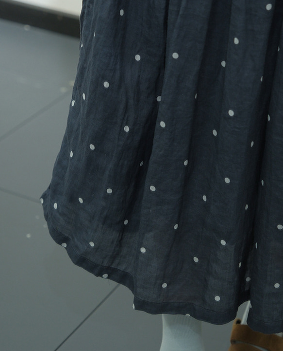新作*上品な生地*コットン/綿スカート*ミディアムスカート　紺色　 10枚目の画像