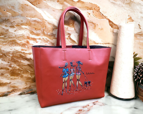 極美品 牛革 本革 トートバッグ マルゴー モチーフ【着画有り】 カウレザー 牛革 横長トートバッグ ボストンバッグ マルゴー風