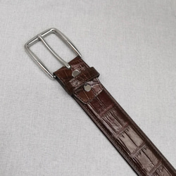 一枚革 クロコダイルレザー ワニ革 メンズベルト レザーベルト 金具付き ピンタイプ 巾38ｍm サイズ調整可能 7枚目の画像