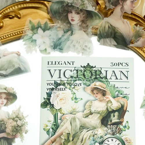 コラージュ 素材 PET ステッカー エレガント ヨーロピアン ガーリー