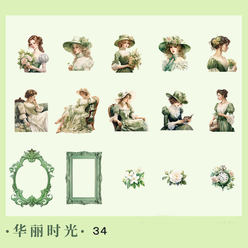 【L】Pirates of Queen♡ロングPETステ10枚♡コラージュ素材♡ コラージュ 素材 PET ステッカー エレガント ヨーロピアン ガーリー