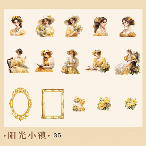 コラージュ 素材 PET ステッカー エレガント ヨーロピアン ガーリー