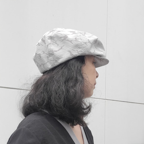 まんまるキャスケット ハンチング カモフラ アイスグレー さらっ