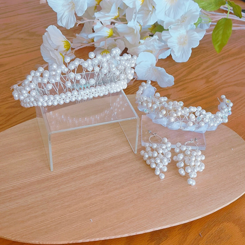 no.807 ホワイト白シフォン×パール花びら　ピアスイヤリング no.807 ホワイト白シフォン×パール花びら ピアスイヤリング