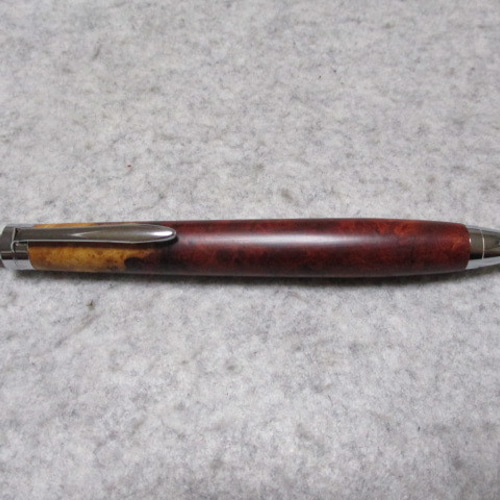 本花梨瘤 黒小豆杢 紅白ツートン キヌカオイル仕上げ 木軸シャープ