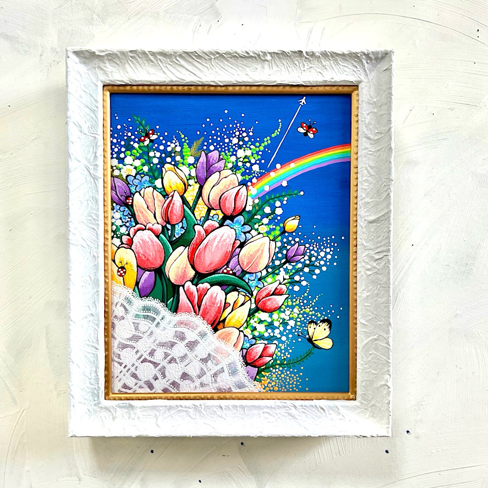 ポップアート　花　チューリップ 絵画　インテリア　　ハンドメイド　BAEZ3