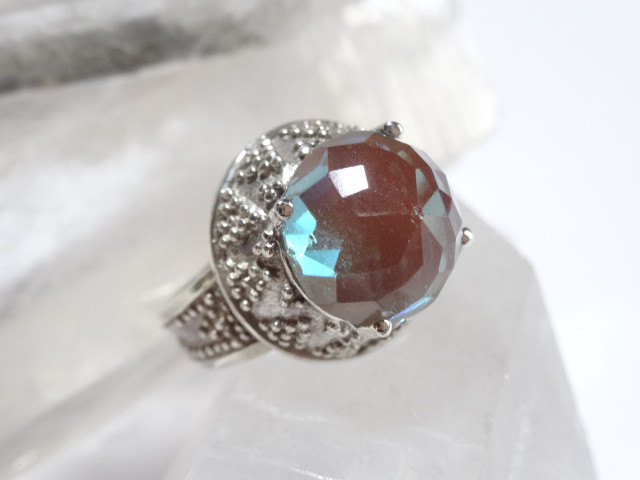 約11mm・ドームカットサフィレットのヴィンテージソリテールシルバーリング