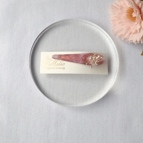 彩りレジンアートヘアピン パール シェル マーブル柄 赤 母の日 ギフト