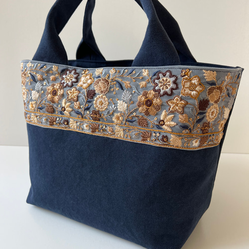 ソレイアード　帆布　インド刺繍リボン　トートバック　グラニーバッグ　3点 ソレイアード 帆布 インド刺繍リボン トートバック グラニー