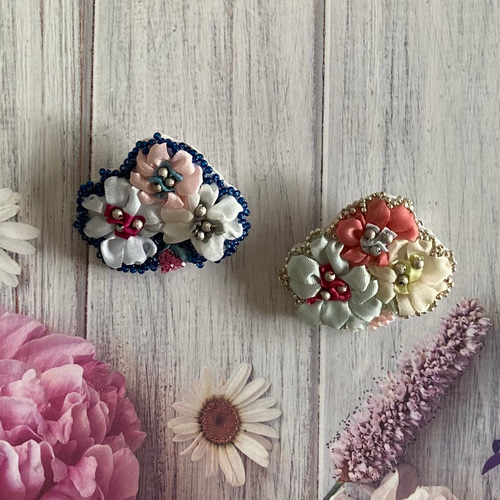 リボン刺繍のブローチ ブローチ Bloomin'bijou ~Sora~ 通販