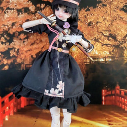 ドール服 リカちゃん 27cmドール ミリタリー ロリータ 桜デザイン 2枚目の画像