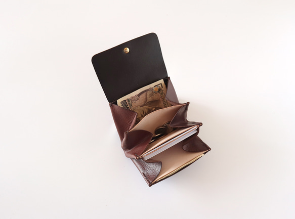 アコーディオンウォレット【受注生産】本革 イタリアンレザー ミニ財布 4枚目の画像